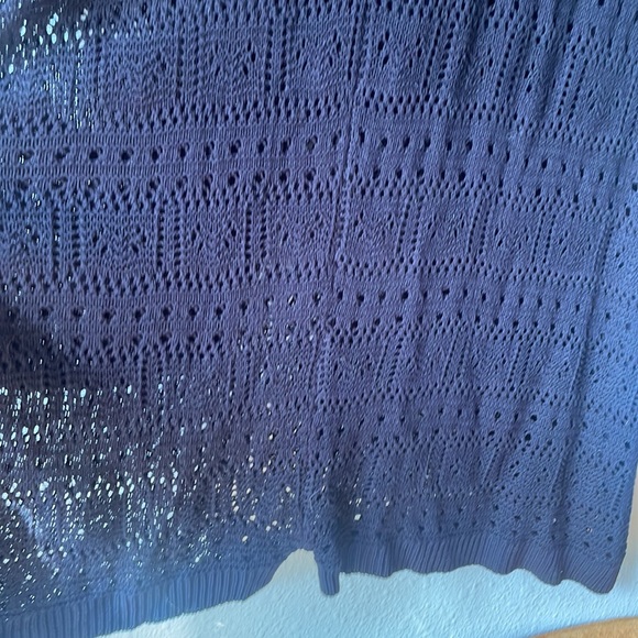 Vintage black crochet short sleeve button down romper - Picture 6 of 8